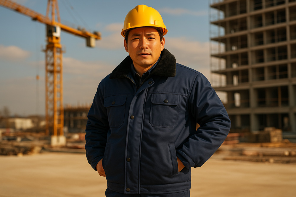 冬季施工现场保暖工装穿着效果 - 大连思戴尔服饰